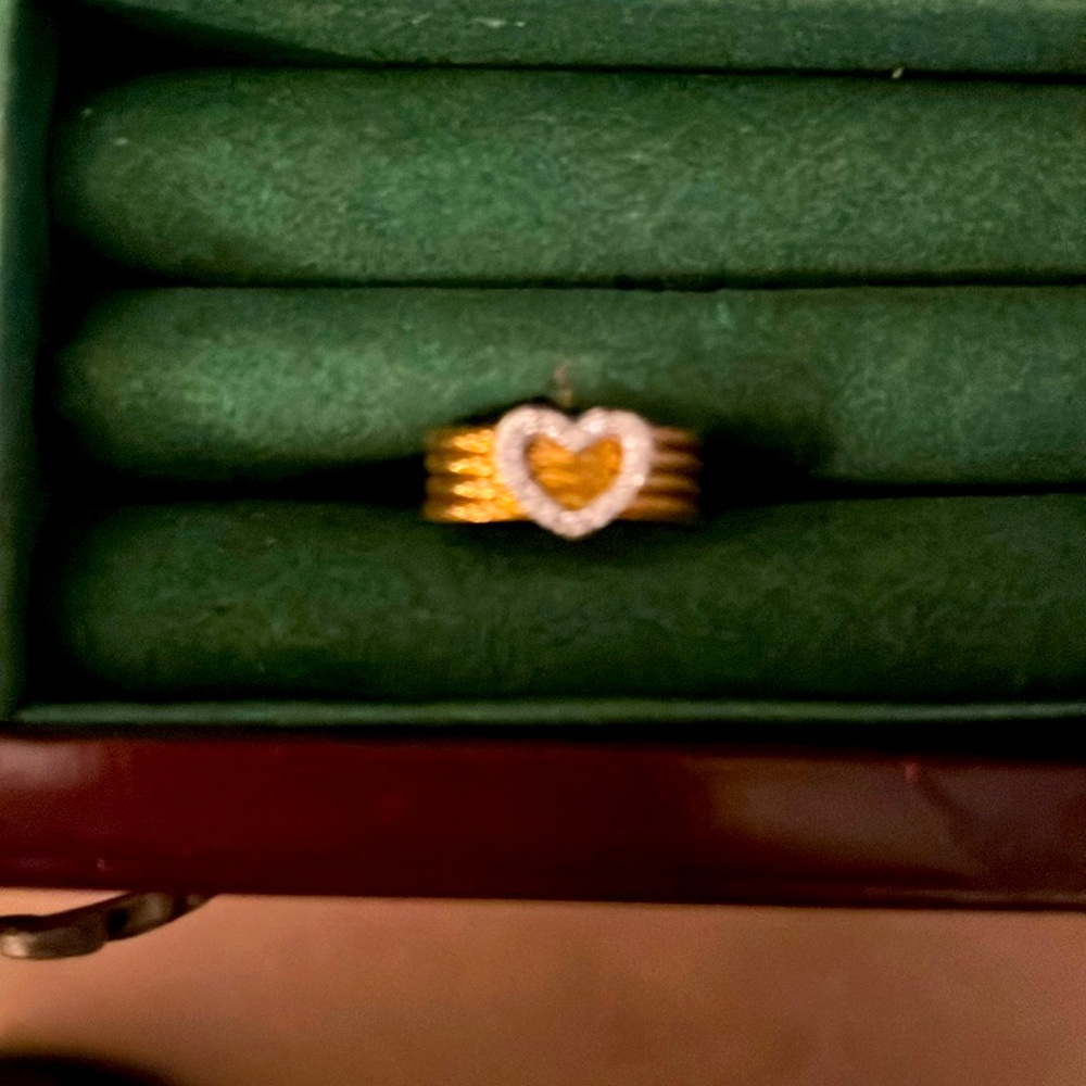 Charriol Stainless Steel Plated yellow gold heart ring. Size 6